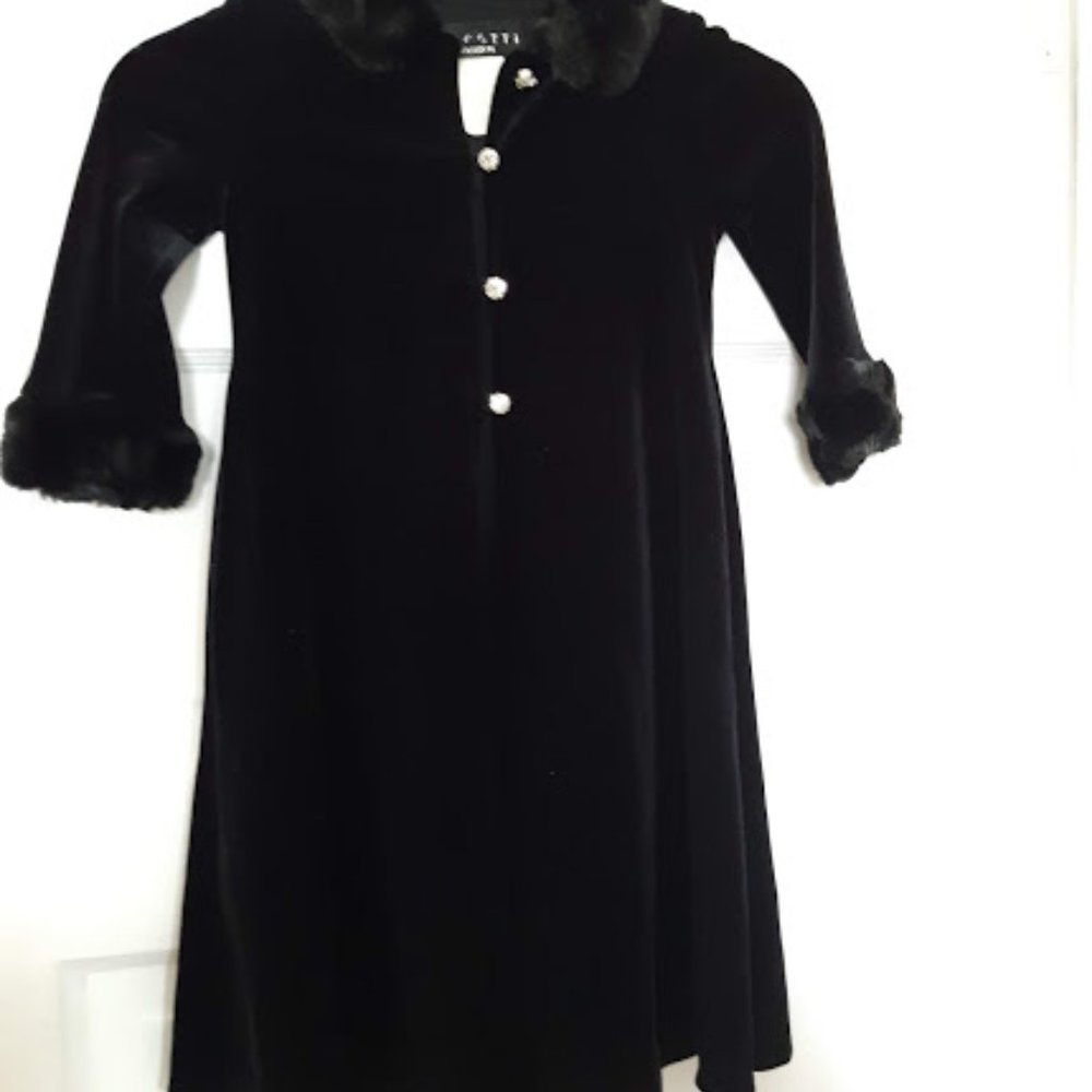 Biscotti Long Velvet Black Coat 2T